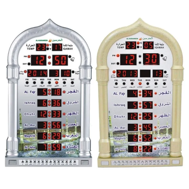 デジタル家の装飾ギフトアザン時計モスクラマダンイスラム教徒の祈りイスラム音楽遊んで時間を弾くカレンダーLEDの家の装飾201222
