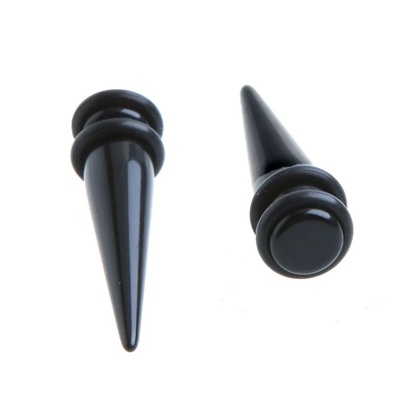 Civière magnétique de faux cône d'oreille de 1.6mm à 18mm, extenseur de cône pointu noir, bijoux de perçage d'oreille Vortex