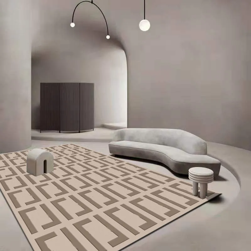 Living Room Carpet Luxury Modern Gray Black Geometric Rug For Bedroom Sofa Coffee Table Floor Kitchen Mat House Decoration Rugs