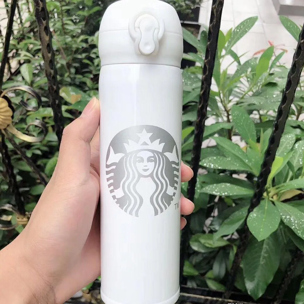 Starbucks Slim White Stainless Steel Tumbler Travel Mug Cup 16 oz