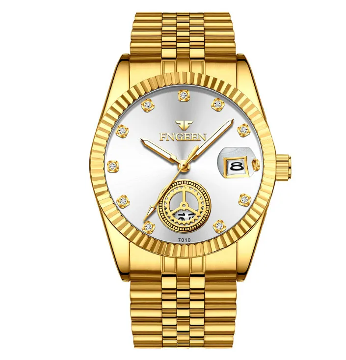 Middle-aged full gold watch non-mechanical male elderly quartz watch middle-aged and elderly dad atmospheric type waterproof electronic lumi