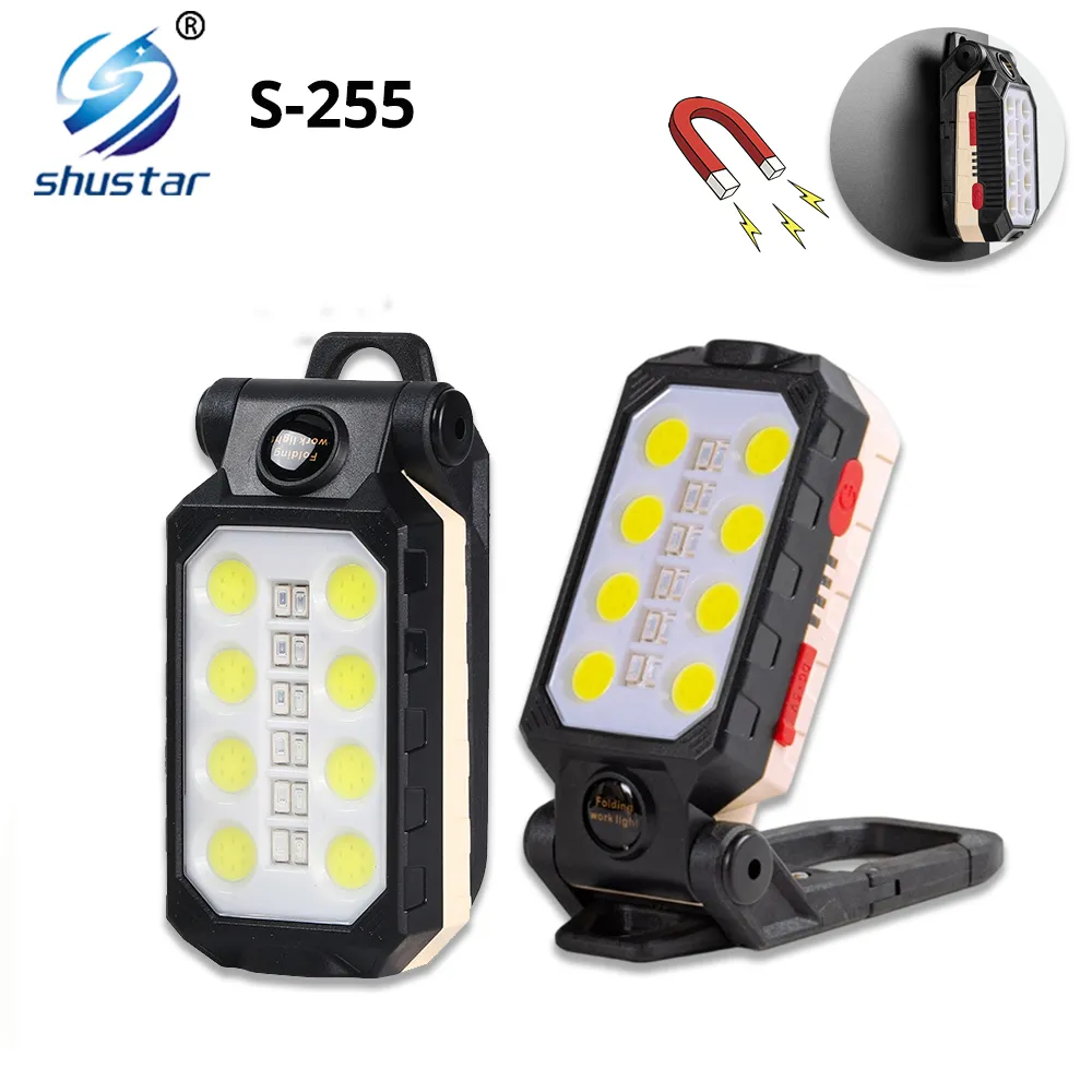 USB Rechargeable COB Work Light Portable LED Flashlight Adjustable Waterproof Camping Lantern Powered Display