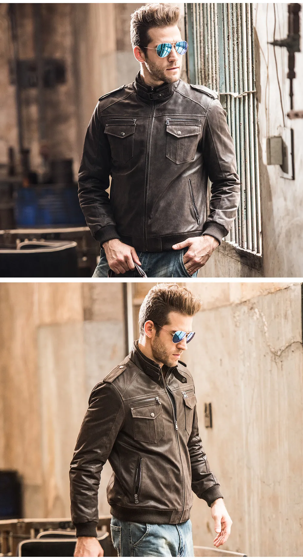 Mens Genuine Pigskin Leather Motorcycle Jacket  From Lu04