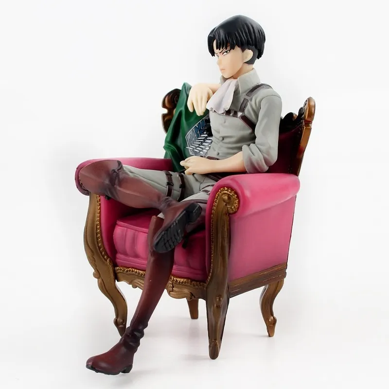 13cm Anime Attack on Titan Levi Rival Sofá Solider Levi Cadeira de Dormir Ver.Presente de brinquedo modelo de boneco de ação em PVC