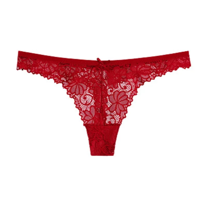 Women’s Floral Lace Thong G-String – Nylon Spandex, Embroidery, Seamless Vintage