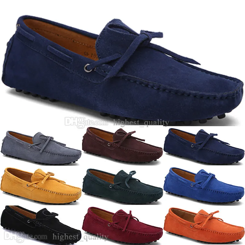 217 New Fashion mens Scarpe casual in pelle Stile britannico primavera Coppia Genuine Peas Scrub uomo Drive Lazy man soprascarpe outdoor comodo traspirante nero giallo