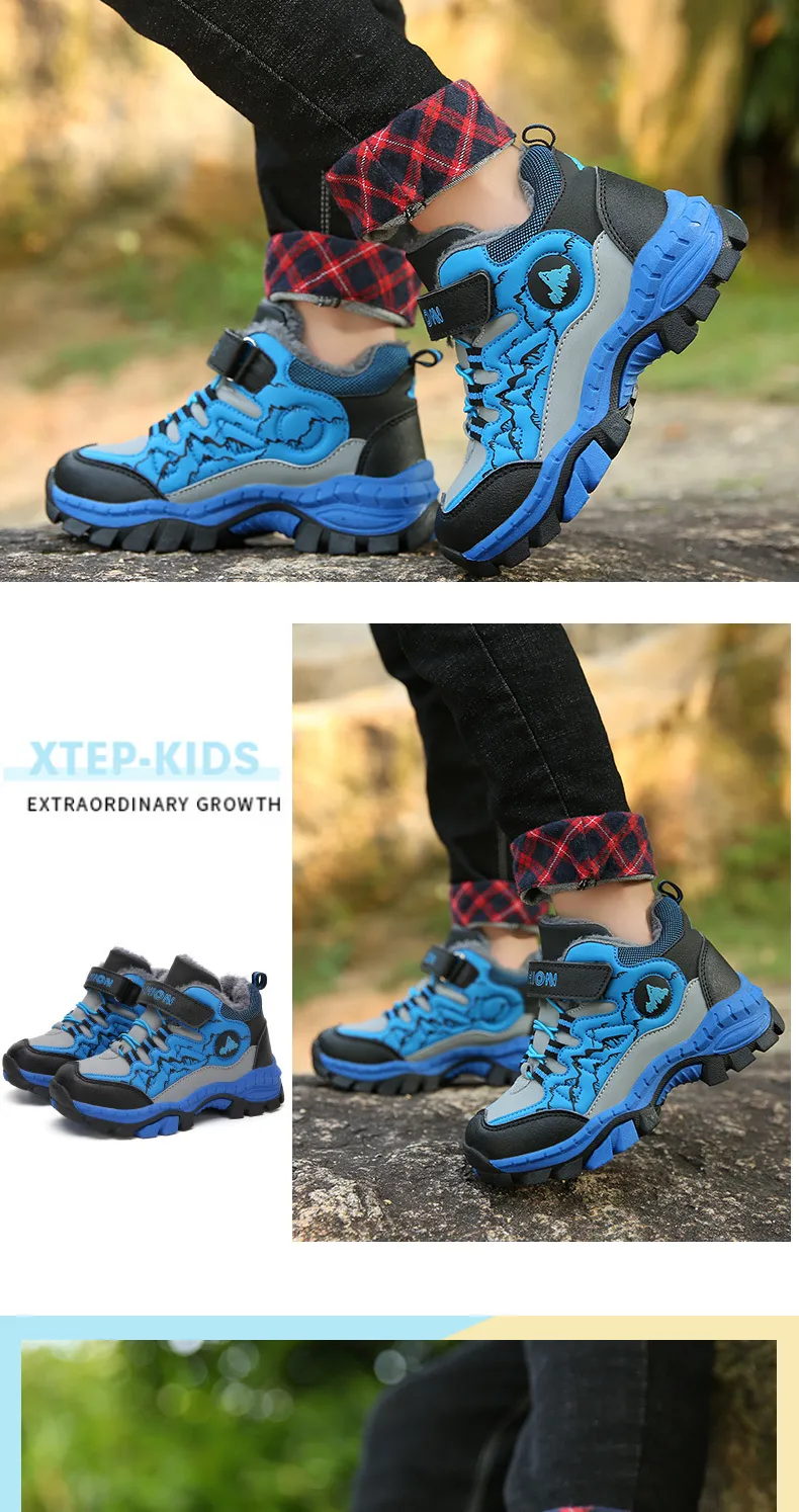 Kinderschoenen Winter Buiten Wandelen Warm Veet Waterdichte Laarzen TPR Schokabsorptie Trekking Jongens Kinderschoen Hardlopen_voghion.com