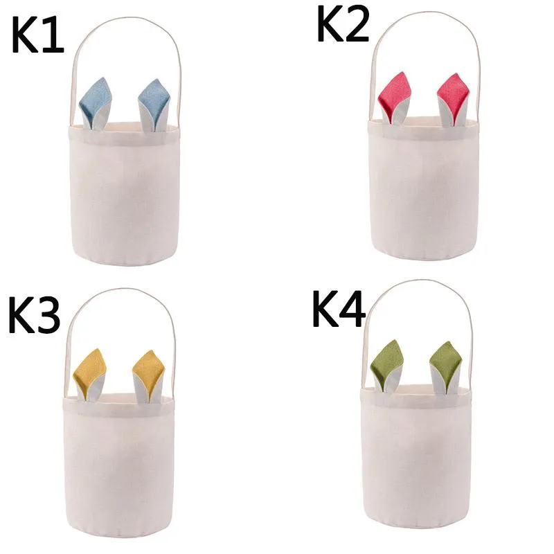 Personnalisé Pâques Lapin Sac Festif Sublimation Lapin Panier Longue Oreille Décor Bonbons Jouet Seau En Plein Air Portable Pique-Nique Sac À Main EE