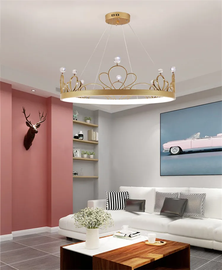 Postmodern Light Luxury Simple Living Room Chandelier Warm Creative Flower Crown Study Room Chandelier Ring Bedroom Chandelier