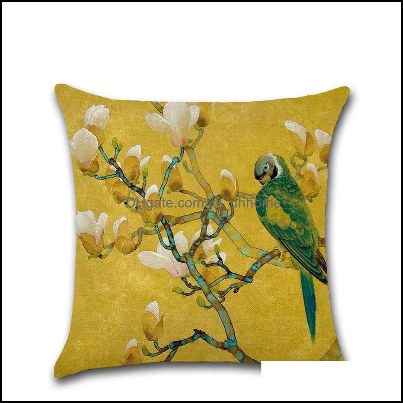 Cushion Covers 45*45cm Parrot Birds Flower Pattern Pillows Covers Decorative Pillowcases For Home Sofa Office Chair Decor