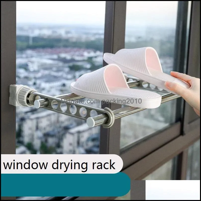 Travel Clothes Hanger Wall Mounted Adjustable Window Drying Rack for Towel Clothes Handkerchiefs EWD13429