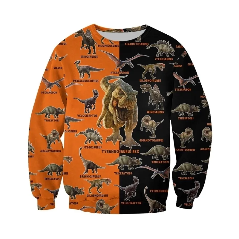 Patrón de dinosaurio 3D All Over Printed Hoodie para hombres / mujeres Harajuku Fashion Animal sudadera con capucha Casual Jacket Pullover KJ013 201020