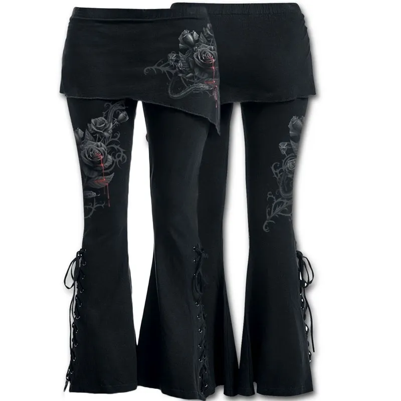 YSMARKET Gothic Punk 2 In 1 Boot Cut Crossover Flare Leggings For Women  Plus Size, S 5XL, Micro Slant Skirt Pants With Bell Bottom E22045 201228  From Kong00, $19.85