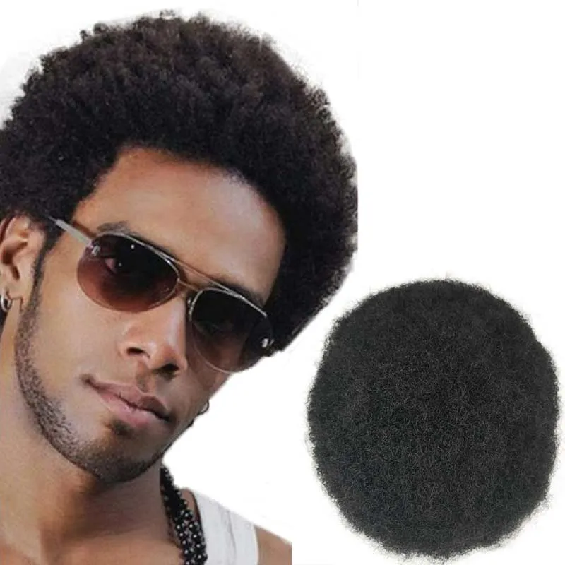 Afro Dalga Dantel Ünitesi 100 Brezilya Virgin Remy İnsan Saç Parçaları Siyah Erkekler İçin Fast Express Teslimat