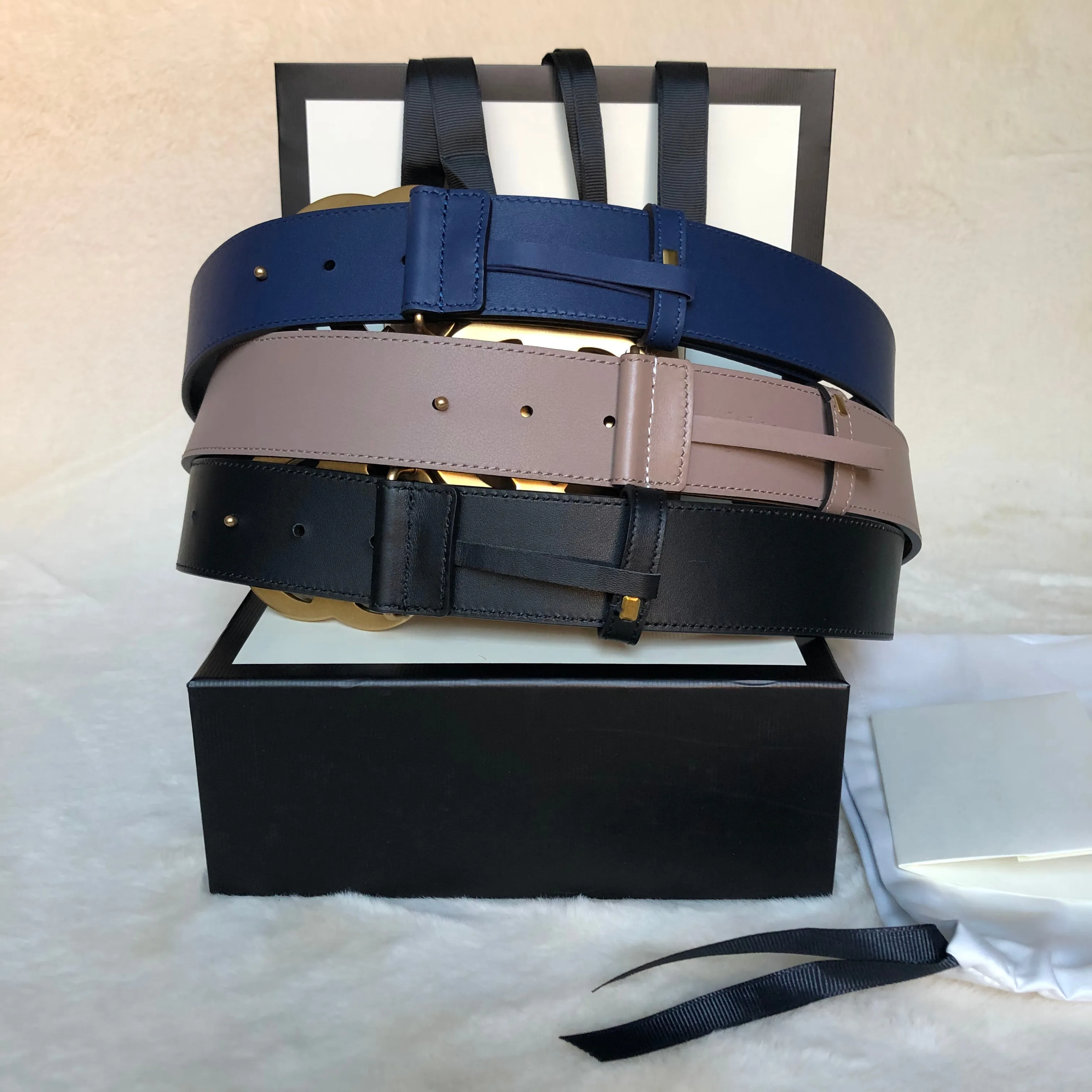 Premium Genuine Leather Belt - Classic Design, Gold & Silver Buckle, 3 ...