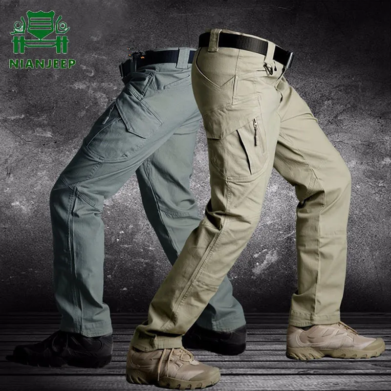 Taktik Pantolon Erkekler Askeri Çok Cep Banliyö Uzun Pantolon Savaş Su Geçirmez Kargo Çalışma Joggers Pantalones Hombre LJ201104