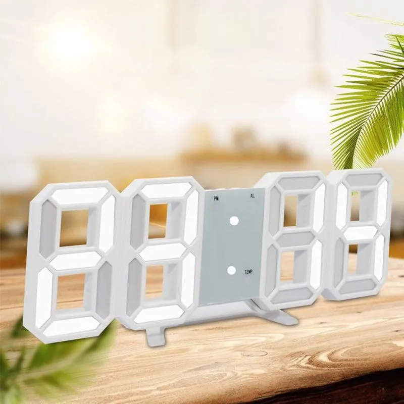 Väggklockor stor ledd digital väckarklocka skrivbord snooze timer 3d display 12/24H1