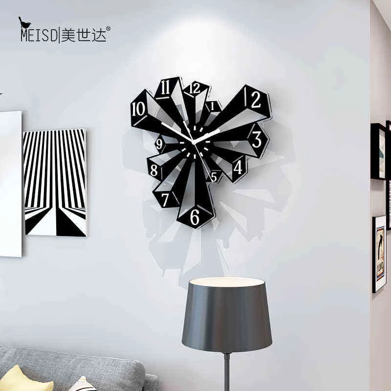 Créatif prisme silencieux horloges murales Design moderne salon décoration de la maison décor pour cuisine décoratif acrylique Art montres H1230