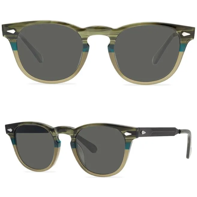 Brand Designer Mens Sunglasses Gray Brown Lens Eyeglasses Round Women Sun Glasses Vintage Handmade Unisex Eyewear with Glasses Box