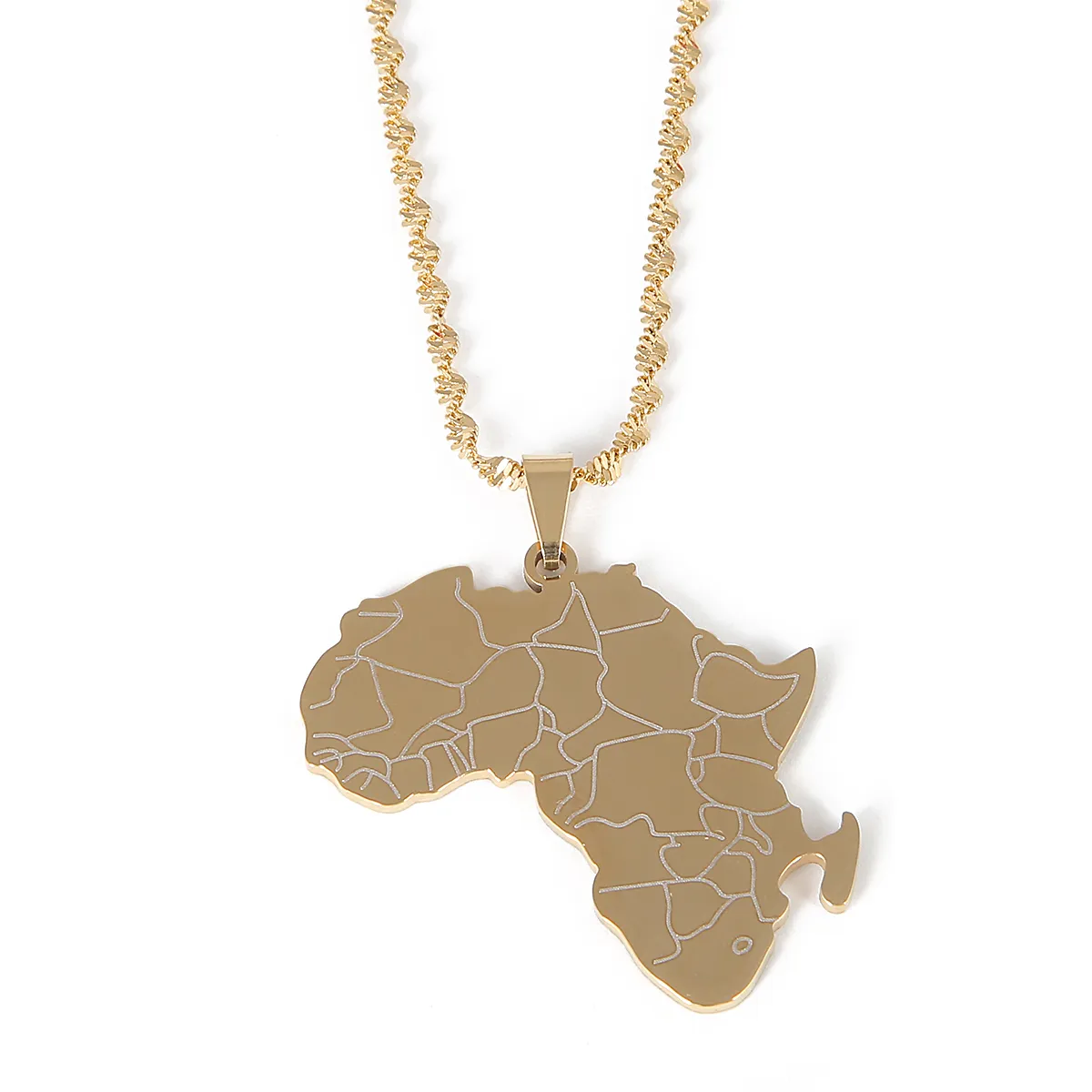 Stal nierdzewna Mapa Naszyjnik Wisiorek Trendy Afryki Mapy Charm Jewelry