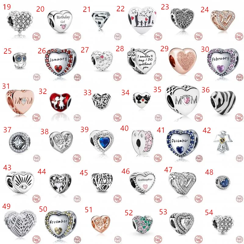 2023 925 Sterling Silver Angel Mom Family Heart serie Shine Beads Fit Pandora Charms Bracciali Donna Gioielli moda fai da te