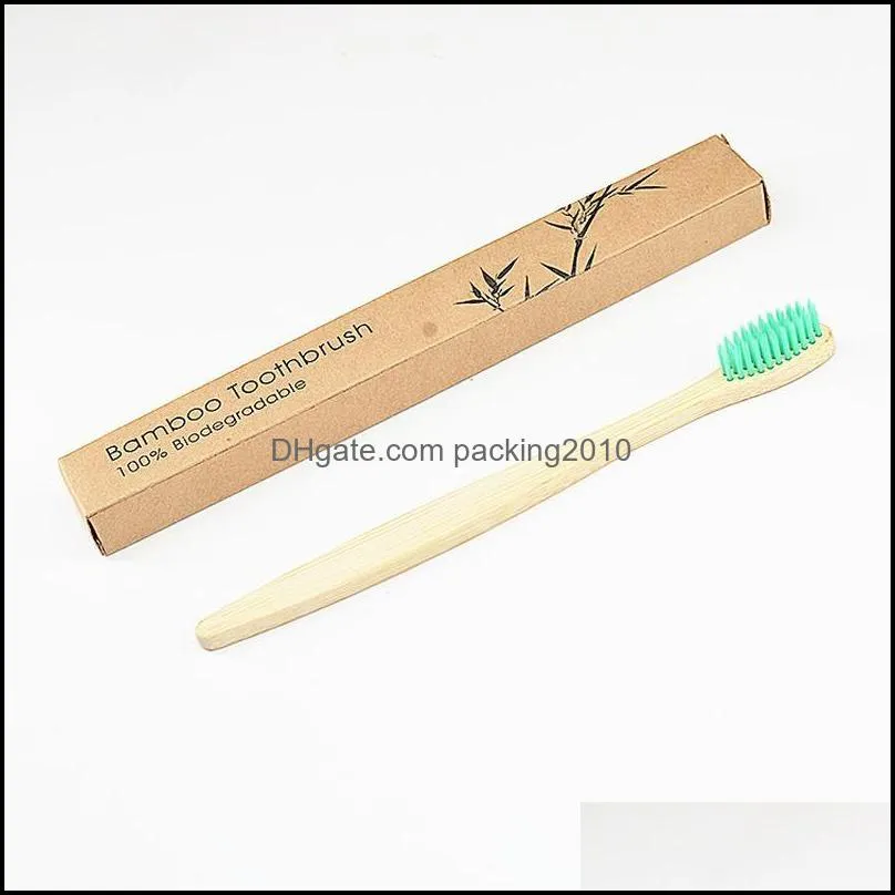 Eco Friendly Toothbrush Bamboo Toothbrushes Adult Flat Handle Soft Bristle Gingival Protection Travel Biodegradable Natural
