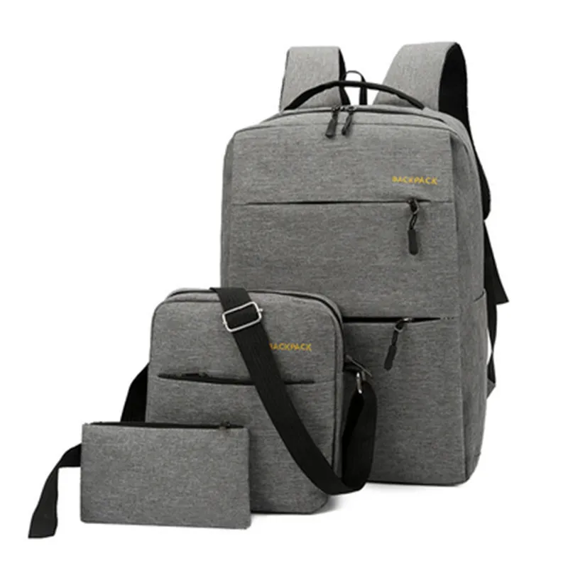 3 pièces/ensemble USB charge grande capacité Oxford sac à dos 17 pouces sacs pour ordinateur portable unisexe hommes affaires voyage décontracté sac d'école sac à dos J0001