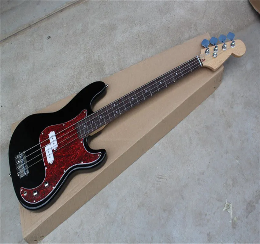 Custom 4 String Precision Bass Guitar Black Metal Finish Crafted for Performance