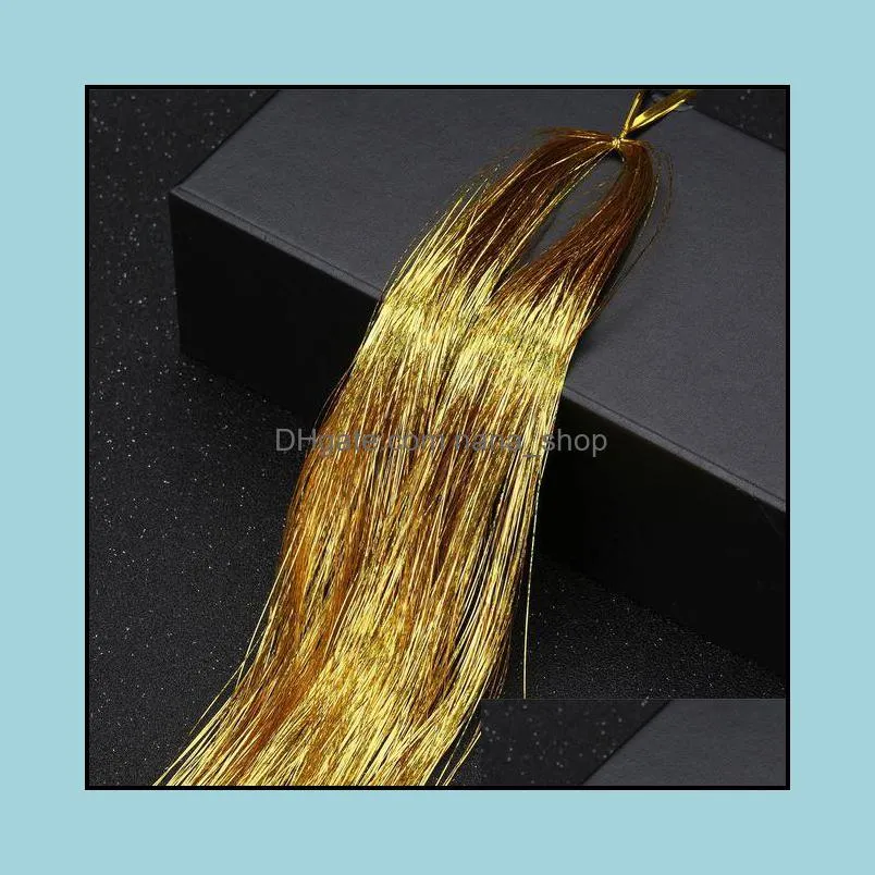 tinsel sparkle synthetic 93cm holographic glitter colorful laser extension gold silk bing hair