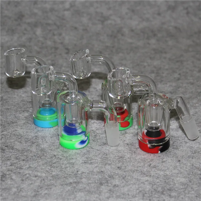 14mm 18mm 남성 유리 재 포수가 10ml 실리콘 용기 재생 체 클릭 achcatcher Quartz Banger Water Bongs Dab Rigs