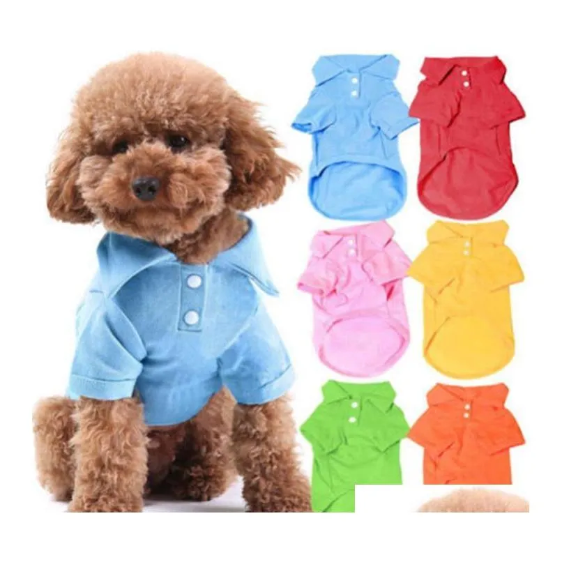 100% cotton pet clothes soft breathable dog cat polo t-shirts pet apparel for spring summer fall 6 colors 5 sizes in stock