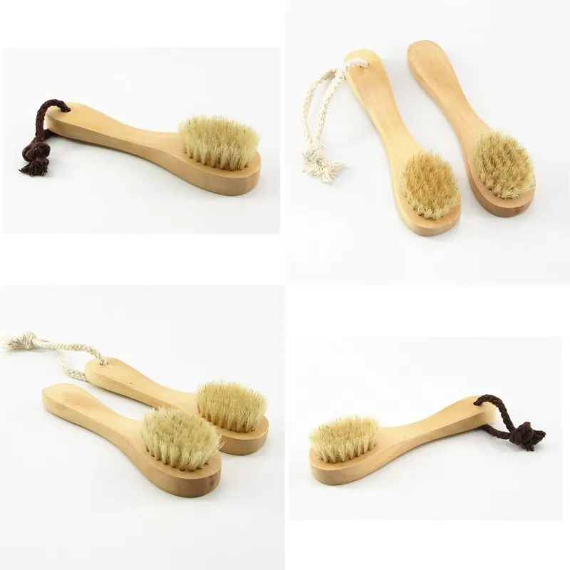 Face Cleansing Brush Wood Handle Soft Natural Bristle Facial Exfoliation Clean Dry Scrubbing Brushes High Quality 3cg G2