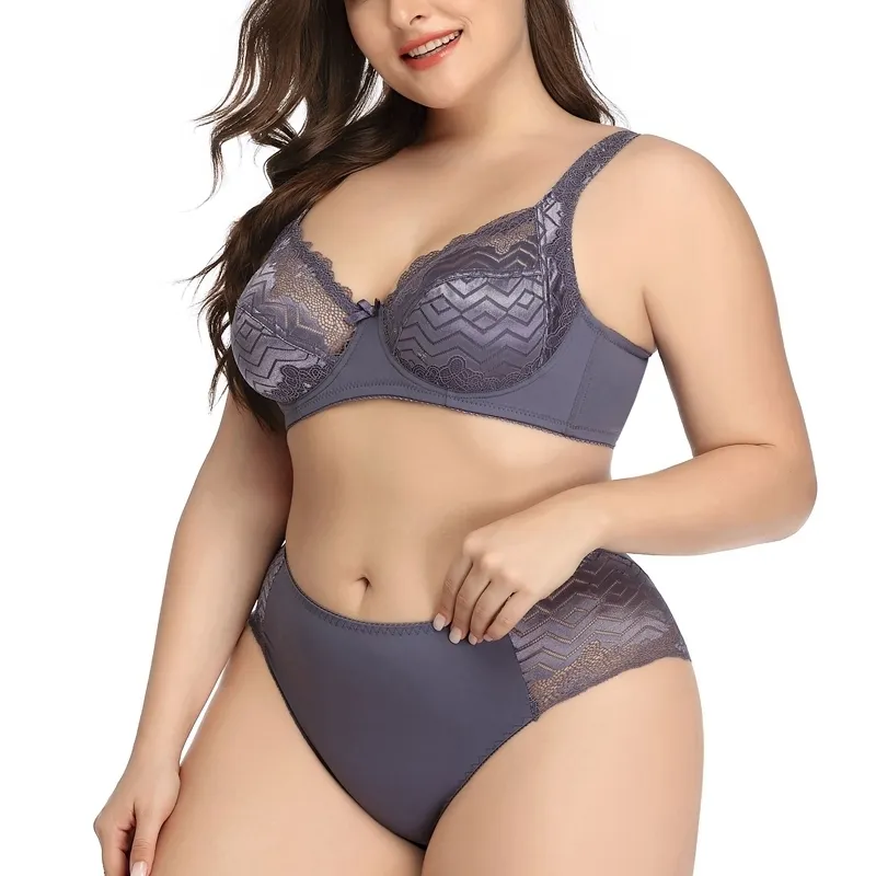 Beauwear Womens Lace Wave Stripe Underwear Set Soft Cup Minimizer Large  Size Bras And Super Thin Breathable Brief Plus Size Panty LJ201031 From  Jiao02, $10.21