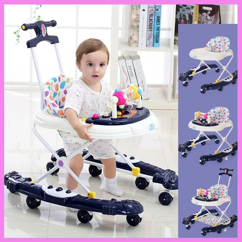 Loopstoeltjes Walker Met 8 Wielen Rollover Multifunctionele Leren Auto Muziek 5 Niveaus Baby Wandelassistent Hand Push1