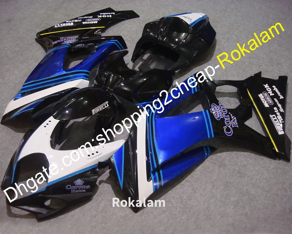 Blue White Blck Cowling för Suzuki 2007 2008 GSX-R1000 07 08 GSX-R1000 K7 GSXR1000 GSX R1000 ABS Motorcykel Fairings Set (formsprutning)