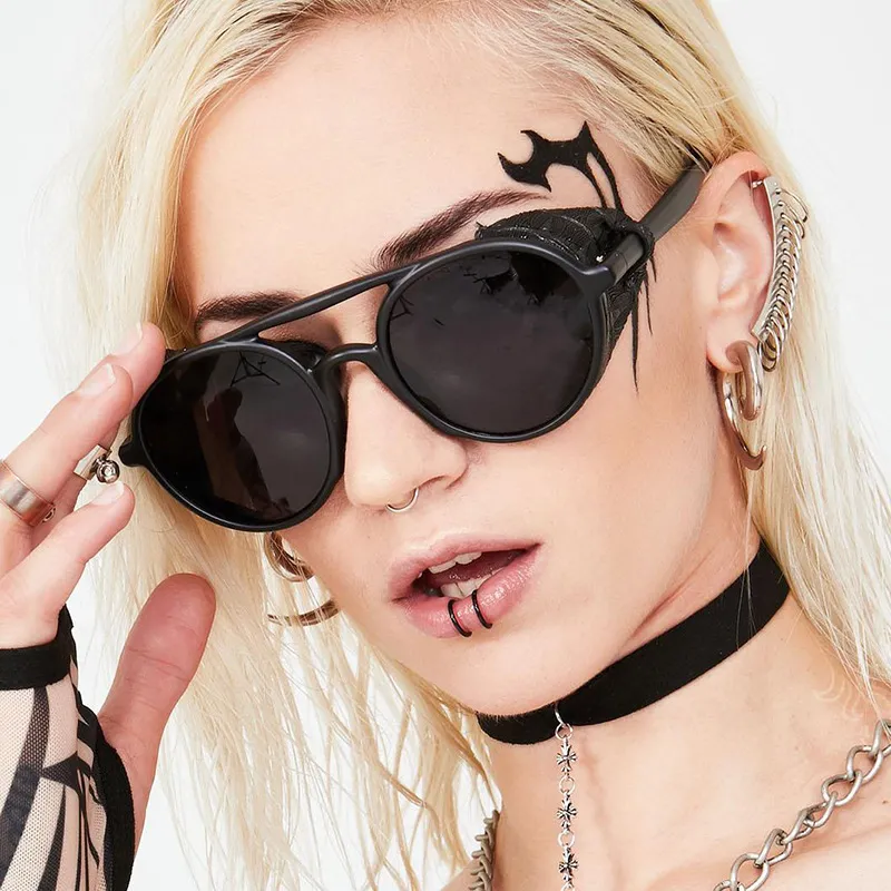 Meilleurs Prix De Gros Gothic Double Beam Sampunpunk Round Sunglasses Elegants Verres De Soleil En Cuir Pour Hommes Et Femmes Livraison Gratuite DHgate Prix Inferieurs A Bolle