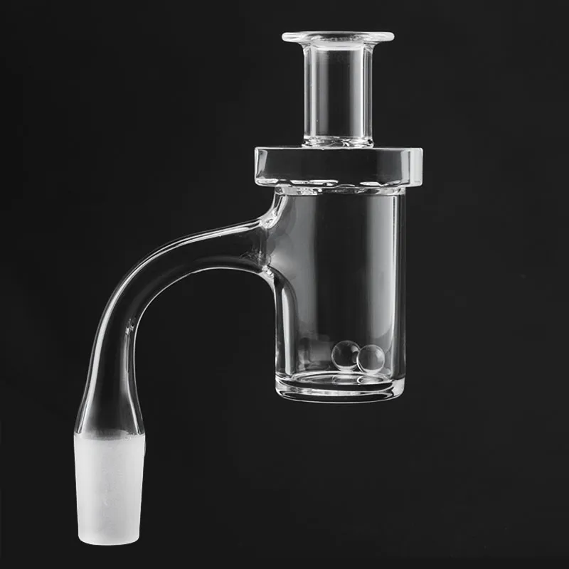 Clous de banger en quartz de fumée à bord biseauté entièrement soudés à la main avec capuchon rotatif sculpté et perles Terp adaptés aux bongs d'eau en verre