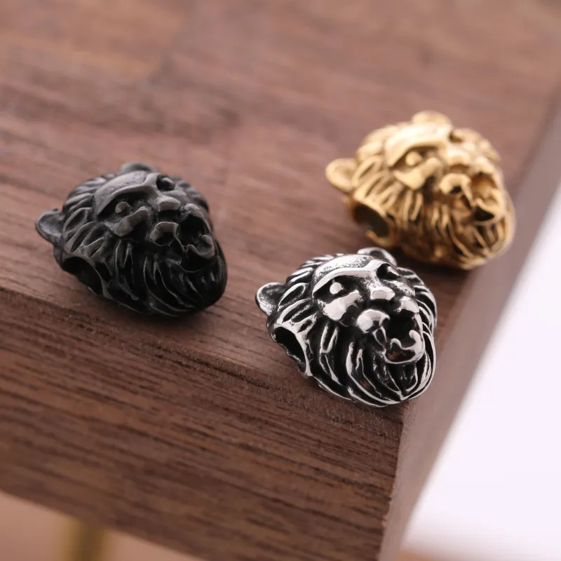 10.5 * 7mm Cool Men DIY Armband Charms Silver / Gold / Black Rvs Lion Charm voor Sieraden Making