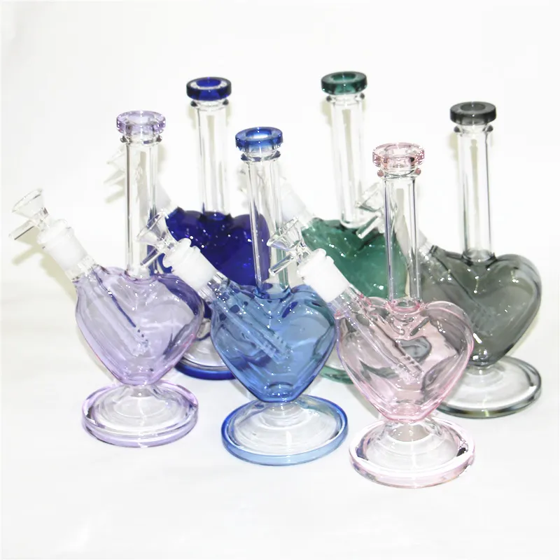 9-calowy kształt serca szklane wodne bongs fajki wodne rury z 14mmłą miską i szykowym do palenia