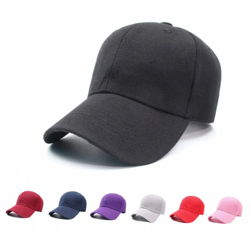 Zwykłe czapki baseballowe Zakrzywione Brim Regulowany Strapback dla dorosłych Męskie Kobiet Puste Data Kapelusze Casquette Black Red Pink Navy 9 Solid Color