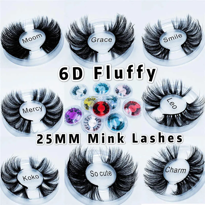 Wholesale 25mm 6D Mink Eyelashes Thick Wispy Fluffy Handmade 3D Fake Lashes 10/30/50/100Pairs Lashes Free Custom Logo