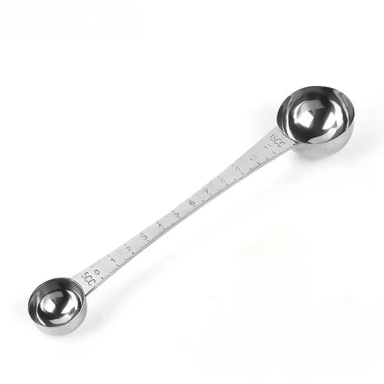 Stainless Steel Double Ends Measuring Spoon With Scale Coffee Scoop Tablespoon LX4621