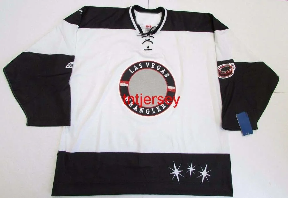 مخيط مخصص las vegas wranglers ecl الهوكي جيرسي إضافة أي اسم رقم رجل الاطفال جيرسي XS-5XL