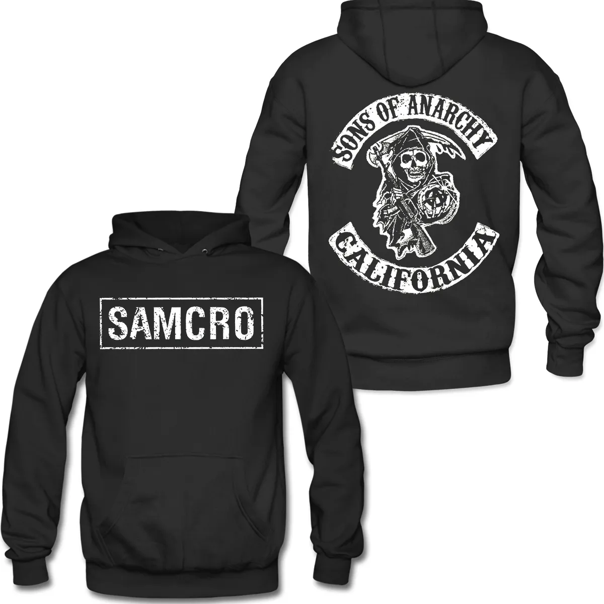 Heren Hoodie Sweatshirt - Anarchy Sons Print Sportkleding Dikke Fleece Warm Capuchontrui Winter Jas met Capuchon Ritssluiting Jas Active Coat, Style-4, 5XL
