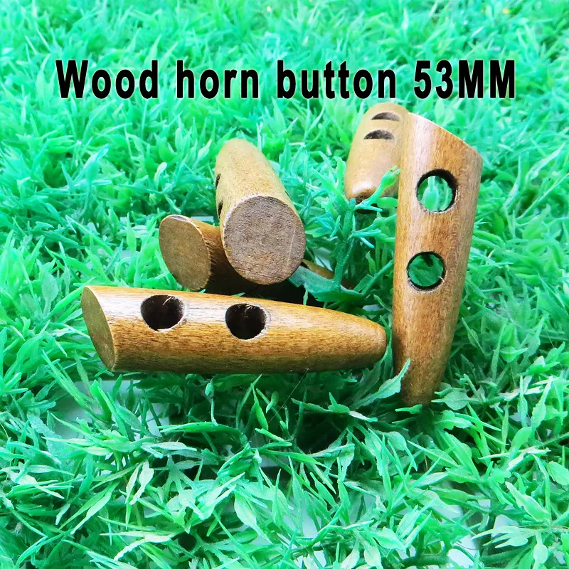 100pcs 53mm 나무 경적 버튼 의류 토글 봉합 코트 장식 버튼 의류 액세서리 WHB-002R