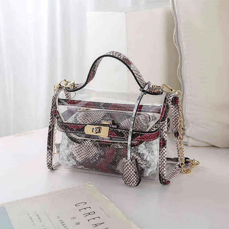 Borse per la spesa Estate Trasparente Gelatina Moda coreana Borsa a tracolla Messenger Tote Borse e borsette da donna femminili Clear 220303