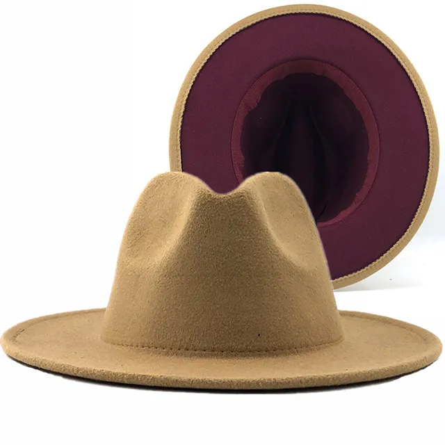 Wholesale 2 Tone Wool Felt Fedora Hat For Men And Women High