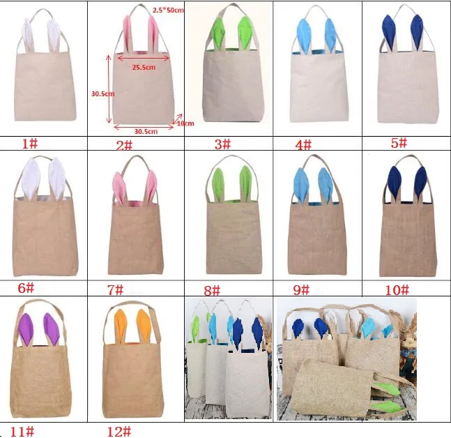 Wholesale Cotton Linen Easter Bunny Ears Basket Bag For Easter Gift Packing Easter Handbag For Child Fine Festival candy Gift