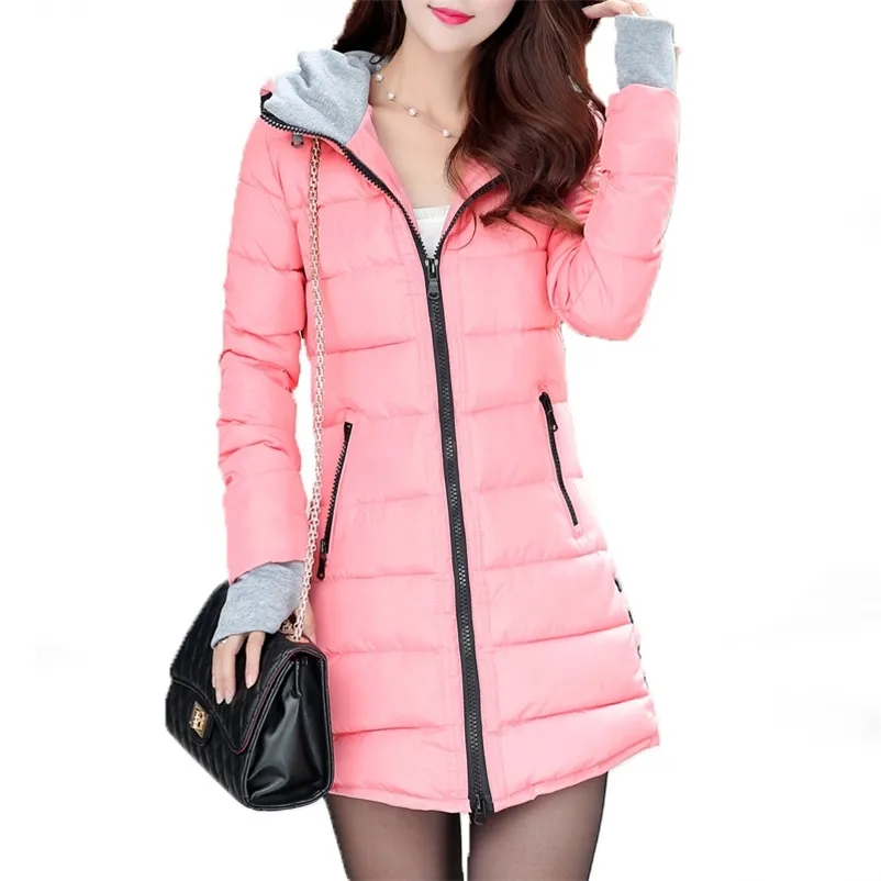 Fanmuer Femmes Vestes D'hiver Parka Ouaté Vêtements Femme Slim Parkas Coton Manteaux Avec Capuche Dames Outwear Pardessus 201214