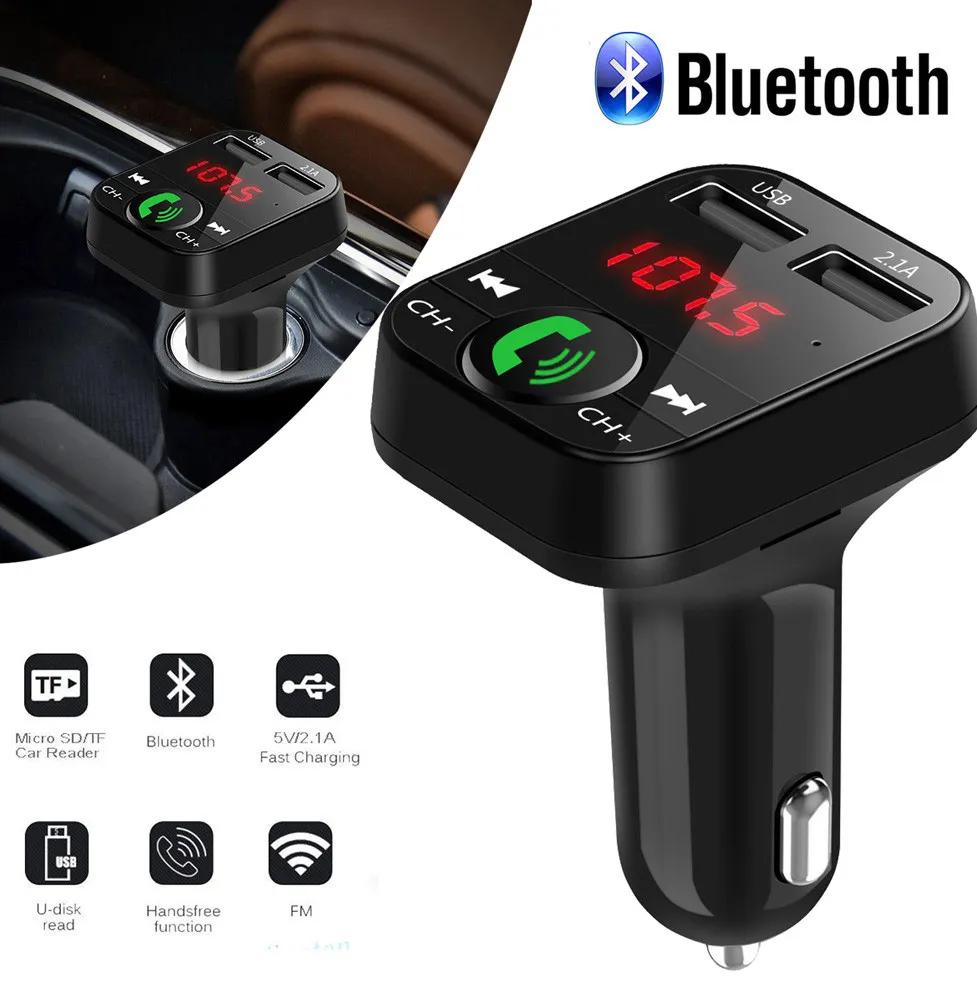 Bluetooth 5.0 FM Transmitter Car MP3 Player Dual USB 2.1A Fast Charger Car Music Player FM Modulator Audio Frequency Radio